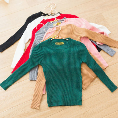 O cou enfants enfants vêtements filles ajusté côtelé pull bébé pour l'hiver automne doux à manches longues enfant en bas âge mode garçons chandails ► Photo 1/6