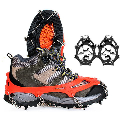 Crampons antidérapants à 8 dents pour chaussures de sport, 2 pièces, 2 tailles, pour randonnée et escalade ► Photo 1/6