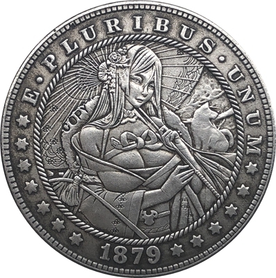 Hobo-pièce de monnaie en Nickel 1879, états-unis Morgan, Type 146 ► Photo 1/2
