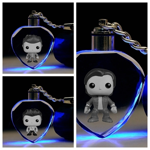 COSANER-porte-clés Anime en forme de cœur supernaturel LED, jouet en cristal, porte-clés léger unisexe, cadeau de noël ► Photo 1/5