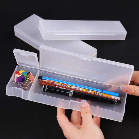 Trousse à crayons Simple transparente givrée, étui à crayons de bureau pour étudiant, cadeau pour étudiant, fournitures scolaires, boîte à stylos ► Photo 1/6