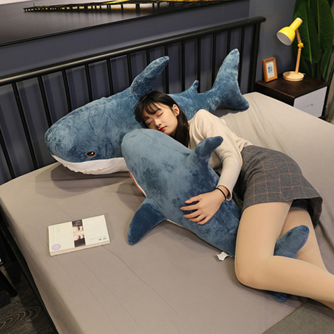 Jouet en peluche requin pour enfants, 1 pièce, oreiller de voyage, jouet compagnon de voyage, requin, Animal mignon, oreiller en forme de poisson, pour enfants ► Photo 1/6