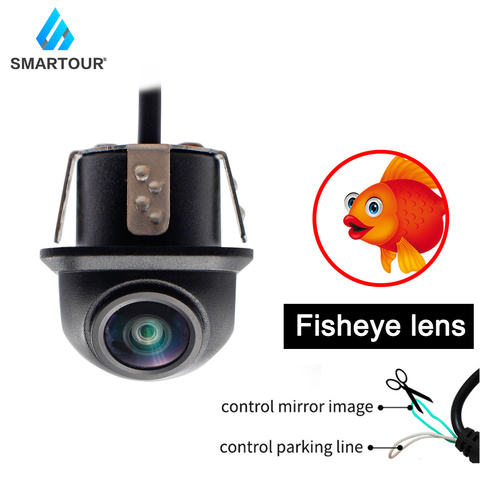 Smartour véhicule vue arrière caméra CCD yeux de poisson Vision nocturne étanche IP67 piste voiture inversion caméra de recul universelle ► Photo 1/6