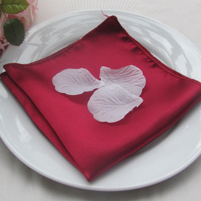 NP003 pas cher personnalisé fait beaucoup de couleurs mariage 40cm * 40cm rouge bordeaux vert blanc ivoire bleu jaune violet satin serviette de table ► Photo 1/6