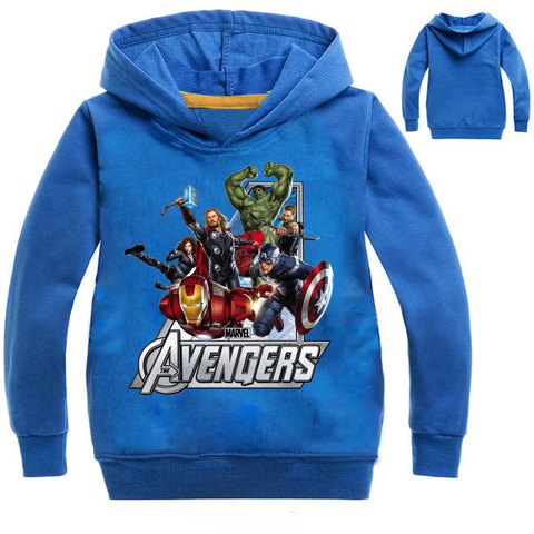 T-Shirt à manches longues pour garçon et fille, vêtement en coton, avec capuche, imprimé Captain America, noir ► Photo 1/6