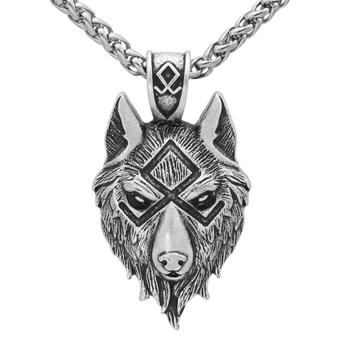 Pendentif tête de loup Viking, chaîne Double face, bijoux à la mode pour femmes, collier en métal de haute qualité, cadeaux d'amitié populaires ► Photo 1/6