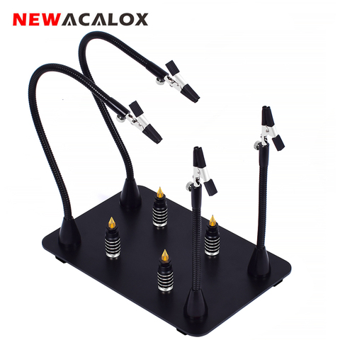 NEWACALOX carte de circuit imprimé magnétique pince fixe bras Flexible à souder troisième main 5X loupe verre à souder support en fer outils de réparation ► Photo 1/6