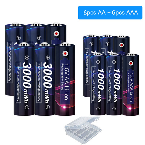 AJNWNM 1.5V AA batterie Rechargeable 3000mWh + 1.5V AAA batterie Rechargeable 100mWh 1.5v pile au Lithium AA AAA piles AAA 1.5V ► Photo 1/6