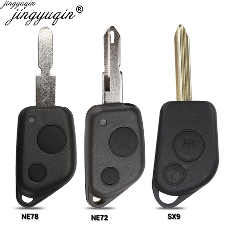 Jingyuqin-clé télécommande à 2 boutons, télécommande housse coque gousset, pour voiture citroën C2, C3, C4 et Peugeot 106, 205, 206, 306, 307, 405, 406 ► Photo 1/6