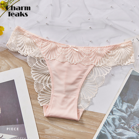 Charmleaks – sous-vêtements en dentelle pour femmes, 1 pièce, String, culotte Tanga en coton doux et Sexy avec nœud noué, offre spéciale ► Photo 1/6