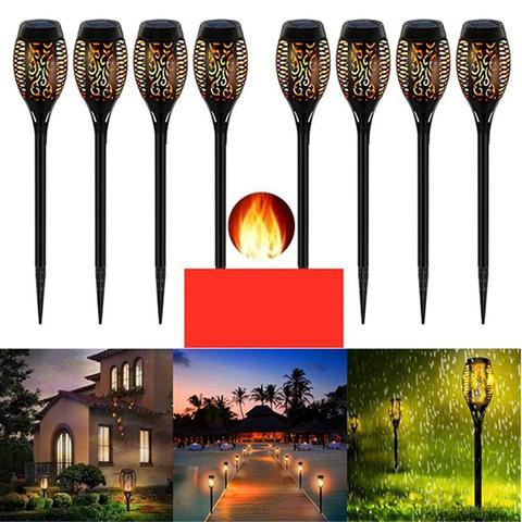 LED lampe torche flamme solaire lumières extérieures lumière de jardin solaire scintillement lampe étanche cour balcon pelouse chemin spot ► Photo 1/6