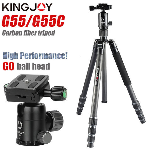 KINGJOY – trépied Portable professionnel G55 en Fiber de carbone, Kit de monopode, tête sphérique pour voyage, appareil photo DSLR ► Photo 1/6