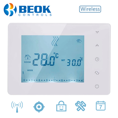 Beok Thermostat sans fil pour chaudière à gaz chauffage de la pièce régulateur de température écran tactile régulateur Programmable BOT-X306 ► Photo 1/6