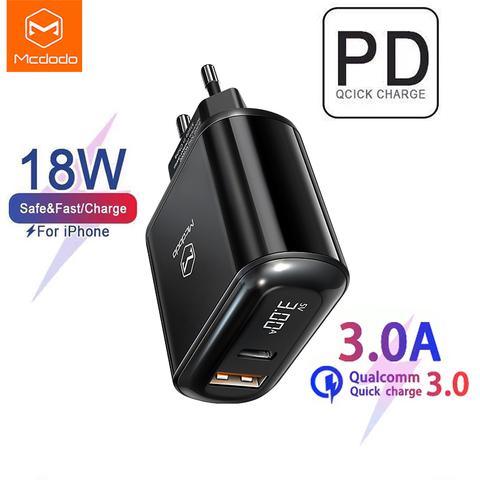 Mcdodo chargeur 18W PD + usb QC3.0 Charge rapide + Type C à foudre pour Iphone 12 pro max étuis ► Photo 1/6