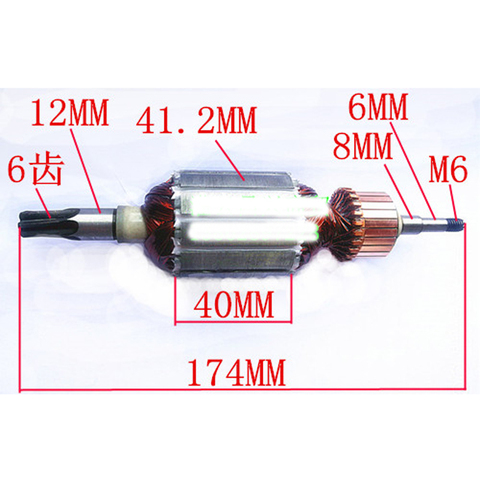 Makita – ancre de Rotor à Armature HM0860C, remplacement pour marteau de démolition, Rotor à 6 dents, outil électrique de réparation, pièces de rechange, AC220-240V ► Photo 1/1