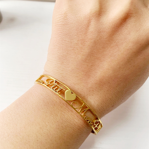 Bracelets avec nom personnalisés en acier inoxydable, chiffres romains, Date de naissance, Latitude, Longitude, cadeaux pour femmes ► Photo 1/6