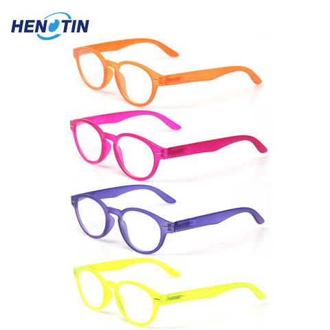 Henotin 4 paires de lunettes de lecture pour hommes et femmes avec charnières à ressort cadre ovale lecteur coloré lunettes de haute qualité ► Photo 1/5