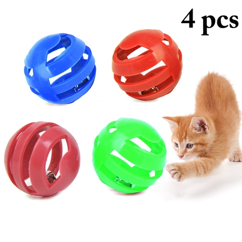 4 pièces/ensemble drôle chat balle jouet creux formation chat interactif jouet chat cloche jouet pour chats chaton animal Interaction fournitures ► Photo 1/6