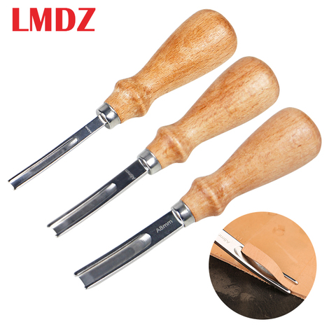 LMDZ – Kit d'outils de coupe de bord d'artisanat en cuir 4/6/8mm, lame de pelle large, battement manche en bois, bord de coupe, fournitures d'artisanat de ski ► Photo 1/6