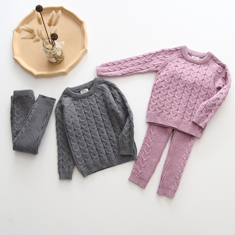 Bébé garçons filles vêtements ensembles automne hiver pull + pantalon infantile garçons tricot survêtements enfant en bas âge filles garçons costume sweats à capuche pantalon ensemble ► Photo 1/6