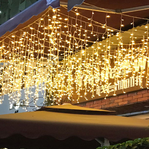 Guirlande lumineuse rideau de glaçons à 96LED, 220V, 5m, décoration d'extérieur, pour fête de noël, jardin, scène ► Photo 1/6