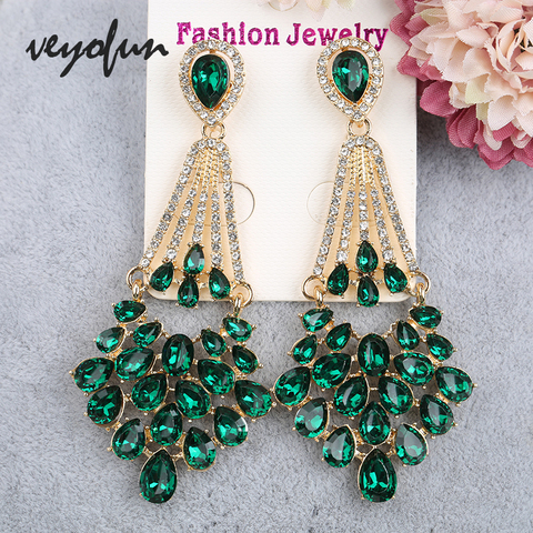 Veyofun Vintage creux cristal strass boucles d'oreilles goutte classique fête balancent boucles d'oreilles bijoux de mode pour les femmes cadeau ► Photo 1/6