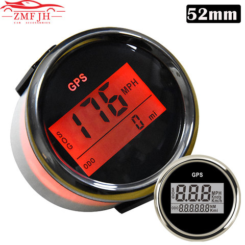 Compteur de vitesse GPS universel, 52mm, odomètre étanche LCD, numérique marin, 0-999 noeuds, 9-32V, jauge de vitesse réglable pour voiture ► Photo 1/6