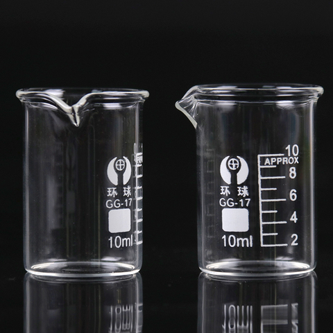 Gobelet en verre Transparent, capacité de 10ml, flacon épais avec bec, pour laboratoire de chimie, 1 pièce ► Photo 1/6