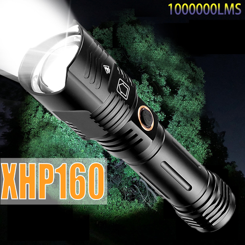 1000000Lms XHP160 puissant lampe de poche LED USB Recharge Zoom torche IPX-65 étanche 5000Mah tactique Flash lumière par 26650/18650 ► Photo 1/6