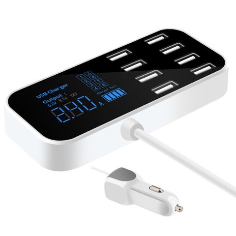 Chargeur de téléphone de voiture rapide, 8 ports USB, écran LCD, chargeur de batterie 12V, Hub pour téléphone et tablettes ► Photo 1/5