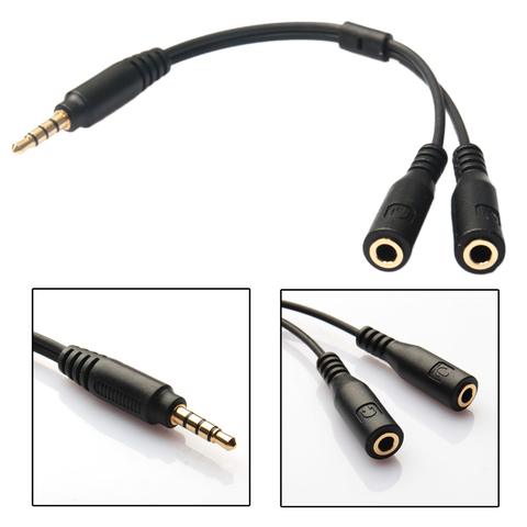 Adaptateur de séparateur de casque de micro, 3.5mm, câble de convertisseur en Y de 1 TRRS mâle à 2 TRS femelle Audio AUX Studio pour téléphone ► Photo 1/6