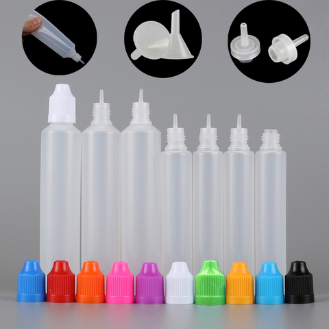 5 pièces en plastique, bouteille vide en plastique de 30 ou 60ml, pour jus E, bouteille d'huile liquide, rechargeable, bouteille oculaire, Long embout, contenant de Vape ► Photo 1/6