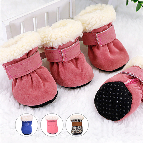 Chaussures imperméables pour chiens de compagnie | 4 pièces, bottes d'hiver pour chiens, chaussettes antidérapantes, chaussons de neige pour chiot chat pluie, chaussures Chihuahua pour petits chiens ► Photo 1/6