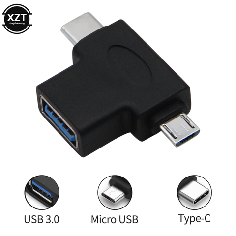 Adaptateur OTG 2 en 1 USB 3.1 type-c + Micro USB mâle à USB 3.0 femelle, convertisseur pour Huawei Xiaomi One Plus Nexus 6P ► Photo 1/6