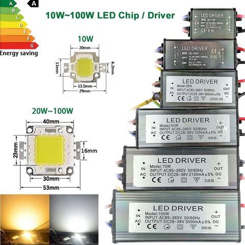 Perles lumineuses COB avec pilote de puce LED, projecteur 10W 20W 30W 50W 70W 100W, transformateur à courant Constant, DC 12V 36V, lampe blanche chaude et froide ► Photo 1/4