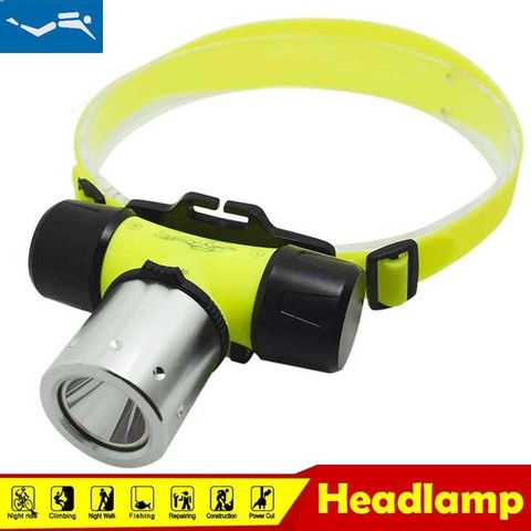 Lampe frontale de plongée sous-marine, lampe frontale de plongée XML T6 étanche sous-marine 60m lampe torche de plongée, 1000 Lumen ► Photo 1/6