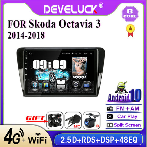 Autoradio Android 9.0, Navigation GPS, lecteur multimédia vidéo, stéréo, 2din, pour voiture Volkswagen SKODA Octavia 3 A7 (2014 – 2022) ► Photo 1/6