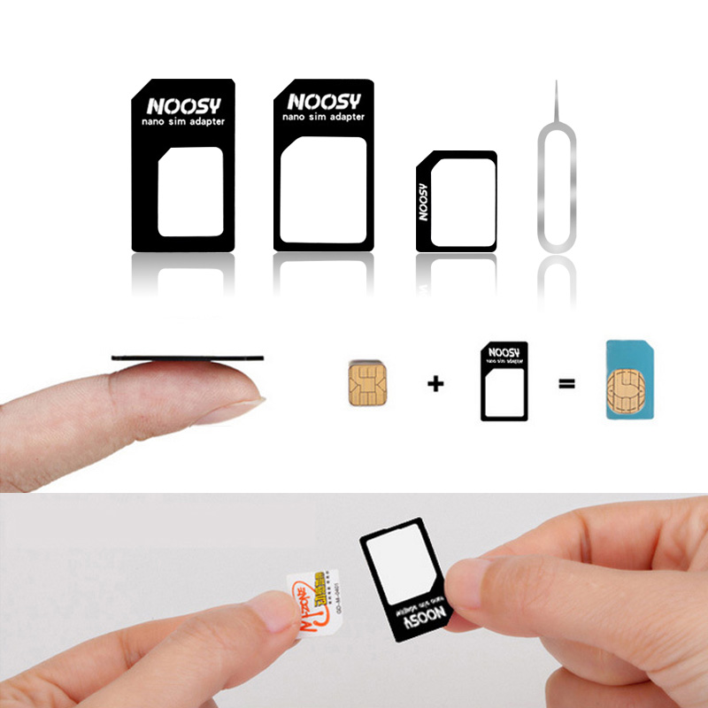 Adaptateur de carte Sim 4 en 1, kit avec broche de carte, plateau de carte Micro Sim Standard pour convertisseur de carte Nano sim, fermeture parfaite, fente sim ► Photo 1/6