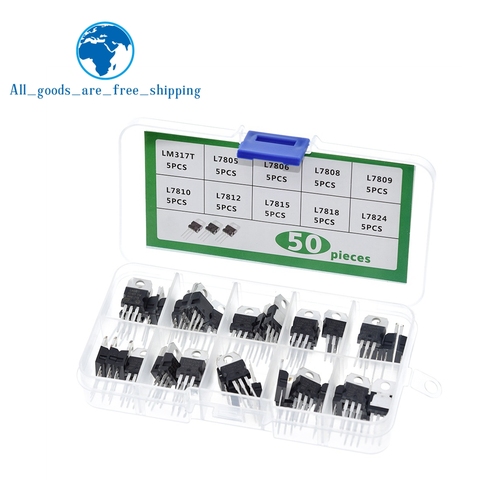 TZT Lm317t L7805 L7806 L7808 L7809 L7810 L7812 L7815 L7818 L7824 Transistor Assortiment Kit 10 valeur 50pcs Régulateur de Tension Boîte ► Photo 1/6
