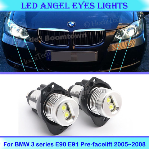 12W LED voiture Halo anneaux ange yeux ampoules pour BMW 3 série E90 E91 pré-lifting 2005 2006 2007 2008 phares lampes ► Photo 1/6