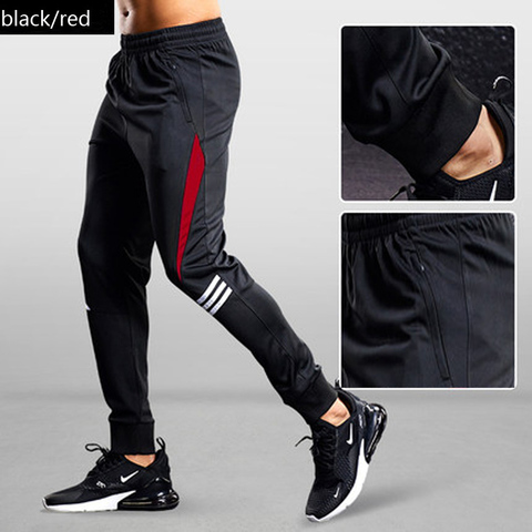 Pantalons de Sport pour hommes, avec poches à fermeture éclair, pour entraînement et jogging, football, Fitness ► Photo 1/6
