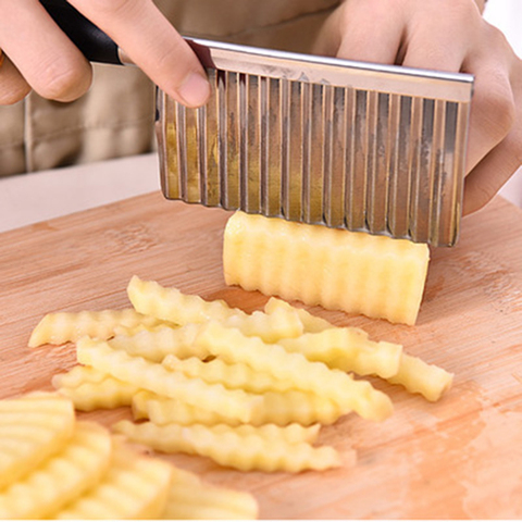 Acier inoxydable frites trancheuse vague couteau couper pommes de terre Chips cuisson ménage cuisine accessoires légume Cutter Gadget ► Photo 1/6