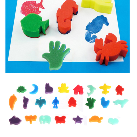 24 pièces ensemble d'éponge enfants enfants Art artisanat peinture bricolage jouet éducation à la maison jouet ► Photo 1/6