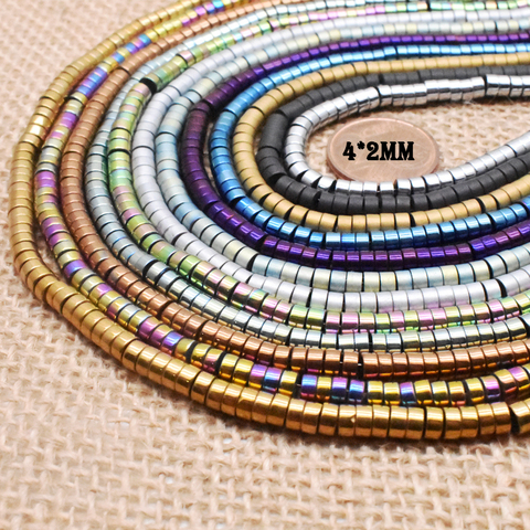 Perles en hématite naturelles en forme de disque, 200 pièces, 4x2mm, pour la fabrication de bijoux, Bracelet, bricolage ► Photo 1/6