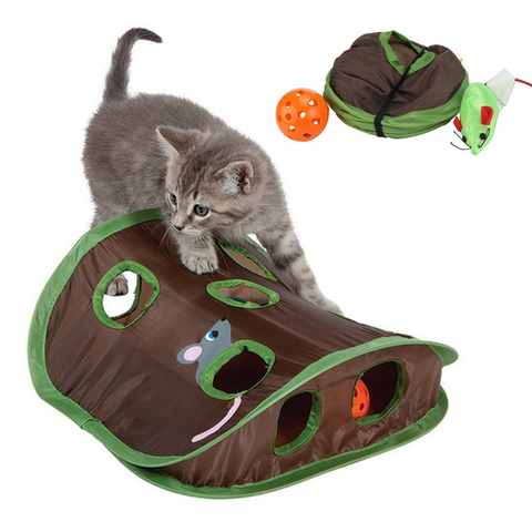 Souris de jeu pour animaux de compagnie, tente cloche avec 9 trous, Tunnel de jeu, jouets créatifs pour chats ► Photo 1/6