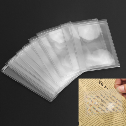 Fresnel loupe transparente, lentille grossissante 8.00*5.50*0.04cm, format carte de crédit de poche, 10 pièces ► Photo 1/6