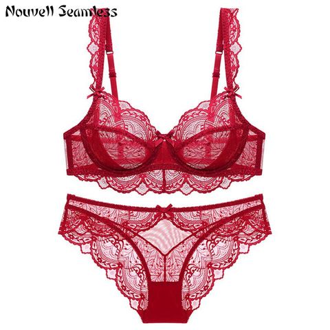 Nouvelle sans couture Sexy Transparent femmes dames ultra-mince dentelle soutien-gorge slips ensemble de Lingerie ► Photo 1/6