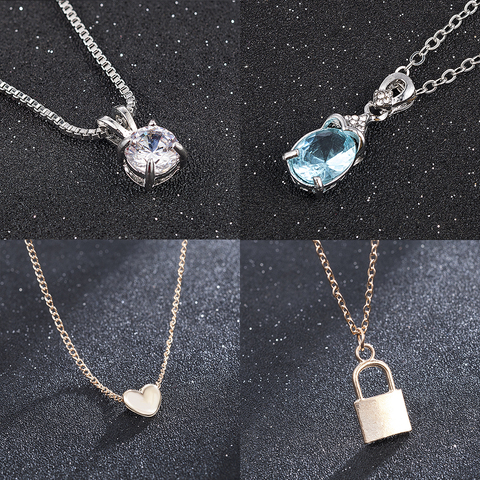 2022 nouveau mode Simple Zircon collier pour femmes médaillon pendentif longs colliers bijoux déclaration collier en gros ► Photo 1/6
