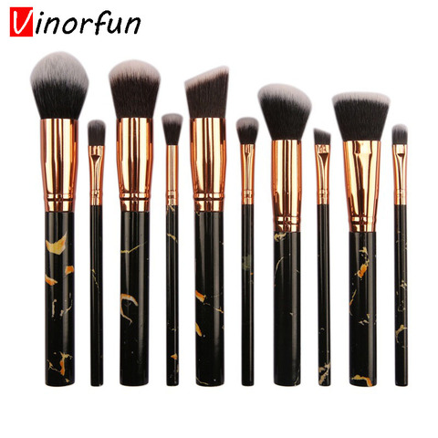 10 pièces marbrure maquillage pinceaux ensemble fond de teint pinceaux professionnel fard à paupières correcteur Blush brosse ensemble maquillage brosse trousse à outils ► Photo 1/6