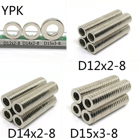 Lot de 10, 50 ou 100 aimants ronds en néodyme, 12x2, 14x2, 15x3 trous, 8 aimants N35 NdFeB, 12x2-8, 14x2-8, 15x3-8, pour haut-parleur ► Photo 1/4